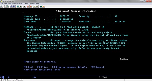 CPFA1C5 Object is Read Only